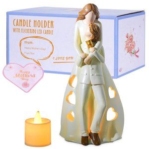 Candle Holder Statue W/Flickering Led Candle Gift for Mom from Son -